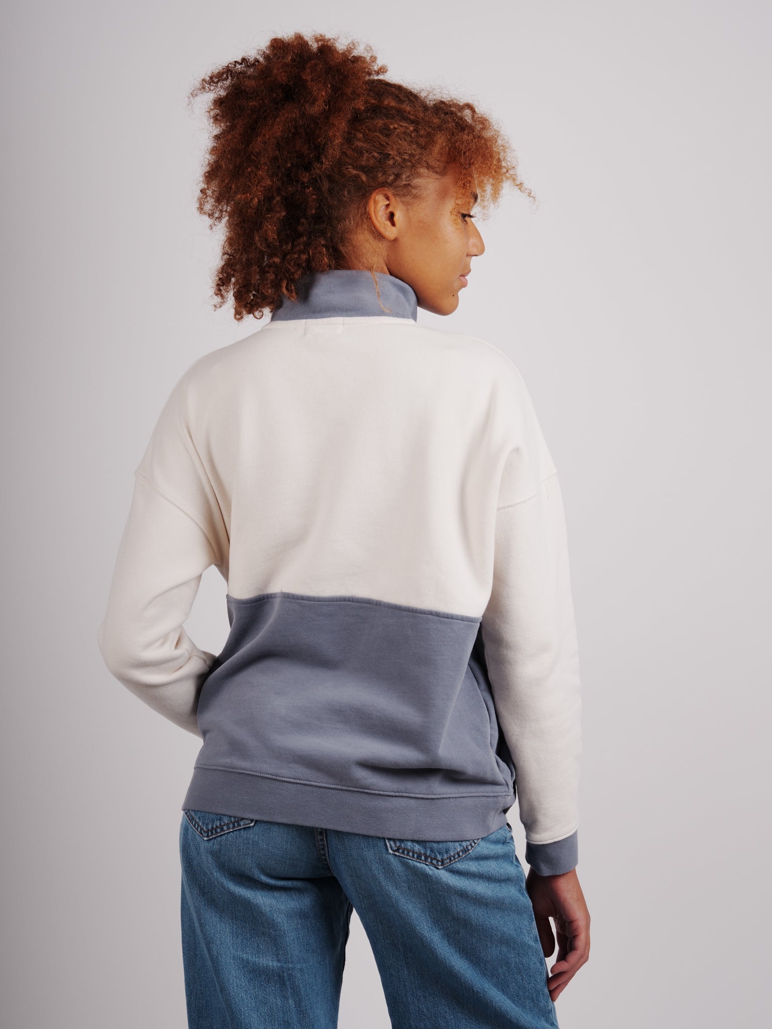 COTS Quarter-zip beige / blue femme