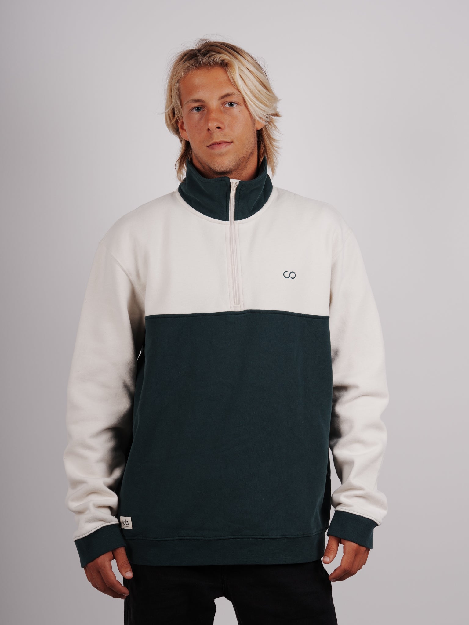COTS Quarter-zip beige / forêt