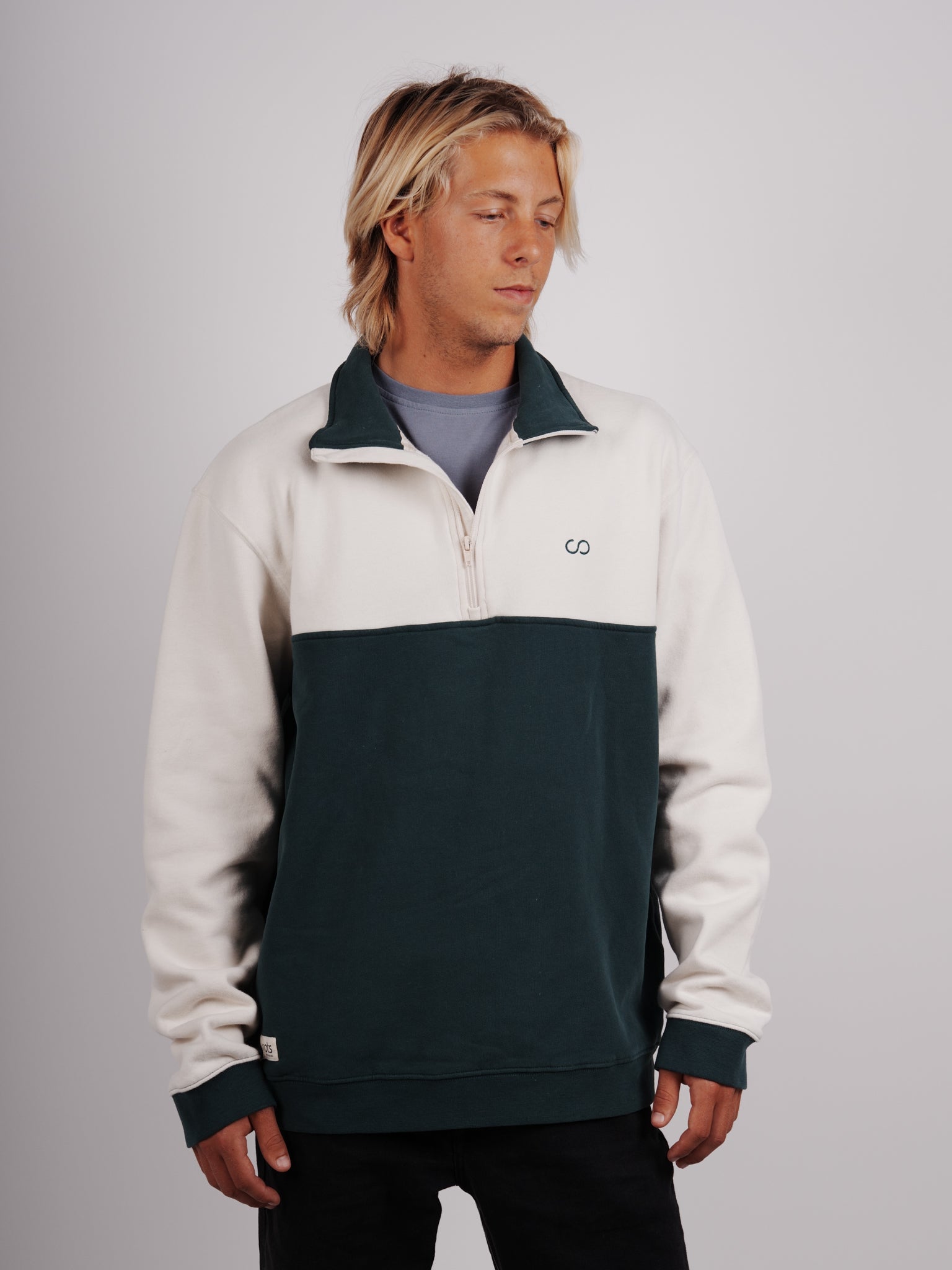 COTS Quarter-zip beige / forêt
