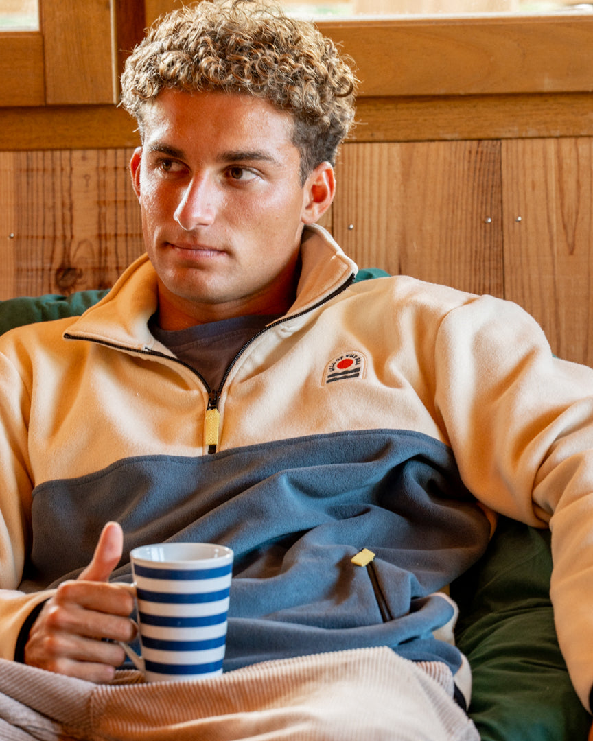 POLAIRE Sweat zip beige duck blue